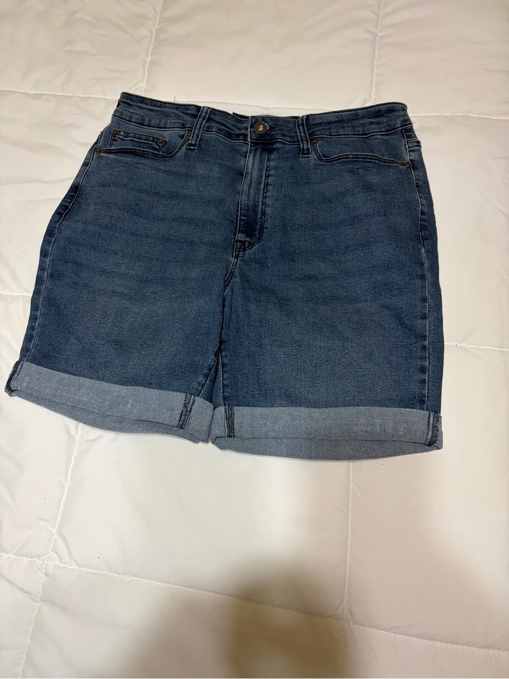 DKNY Dark Blue Rolled Cuff Denim Shorts